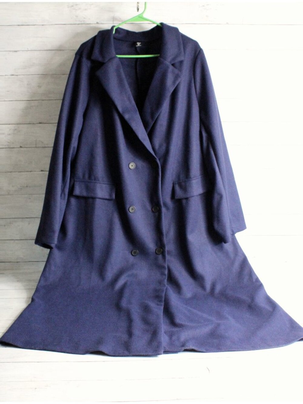 Shein Women's Long Coat Plus Size 4XL Navy Blue Double Breasted